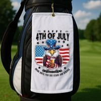 Happy 4th Of July Stars Stripes Usa Bald Eagle Beer Drinking Golf Towel thumb 2