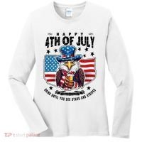 Happy 4th Of July Stars Stripes Usa Bald Eagle Beer Drinking Women's Long Sleeve Shirt thumb 0