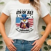 Happy 4th Of July Stars Stripes Usa Bald Eagle Beer Drinking Women's T-Shirt thumb 2