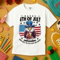Happy 4th Of July Stars Stripes Usa Bald Eagle Beer Drinking Kids T-Shirt thumb 3