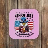 Happy 4th Of July Stars Stripes Usa Bald Eagle Beer Drinking Coaster thumb 0