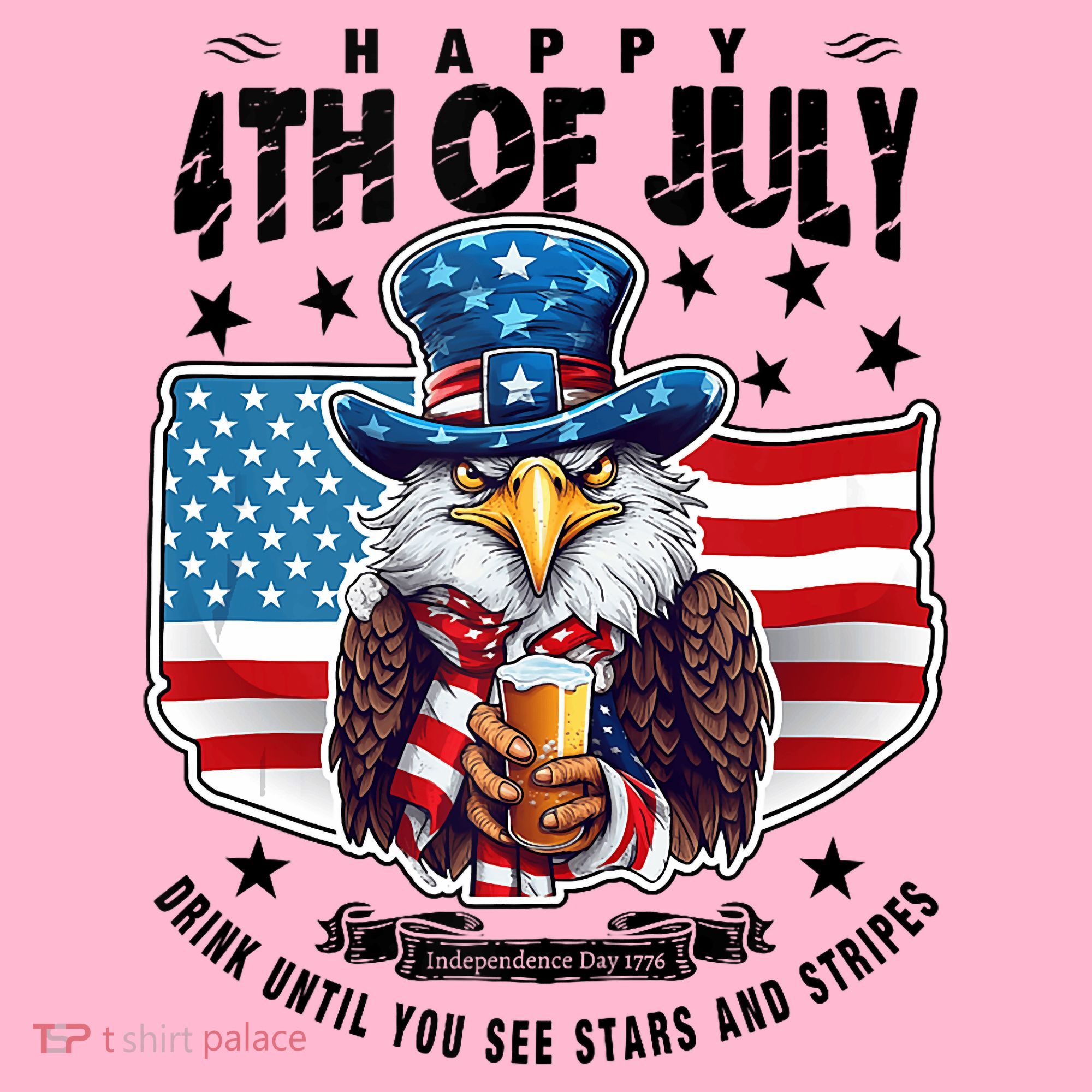 Happy 4th Of July Stars Stripes Usa Bald Eagle Beer Drinking Coaster