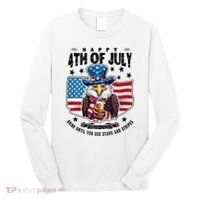 Happy 4th Of July Stars Stripes Usa Bald Eagle Beer Drinking Long Sleeve Shirt thumb 0