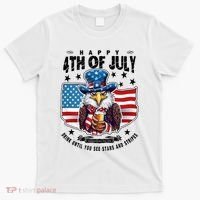 Happy 4th Of July Stars Stripes Usa Bald Eagle Beer Drinking T-Shirt thumb 0