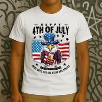 Happy 4th Of July Stars Stripes Usa Bald Eagle Beer Drinking T-Shirt thumb 3