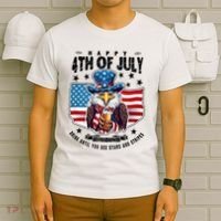 Happy 4th Of July Stars Stripes Usa Bald Eagle Beer Drinking T-Shirt thumb 6