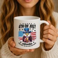 Happy 4th Of July Stars Stripes Usa Bald Eagle Beer Drinking Coffee Mug thumb 3