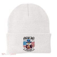Happy 4th Of July Stars Stripes Usa Bald Eagle Beer Drinking Beanie thumb 0