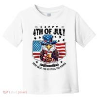Happy 4th Of July Stars Stripes Usa Bald Eagle Beer Drinking Toddler T-Shirt thumb 0