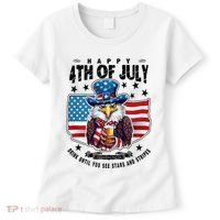 Happy 4th Of July Stars Stripes Usa Bald Eagle Beer Drinking Women's T-Shirt thumb 0