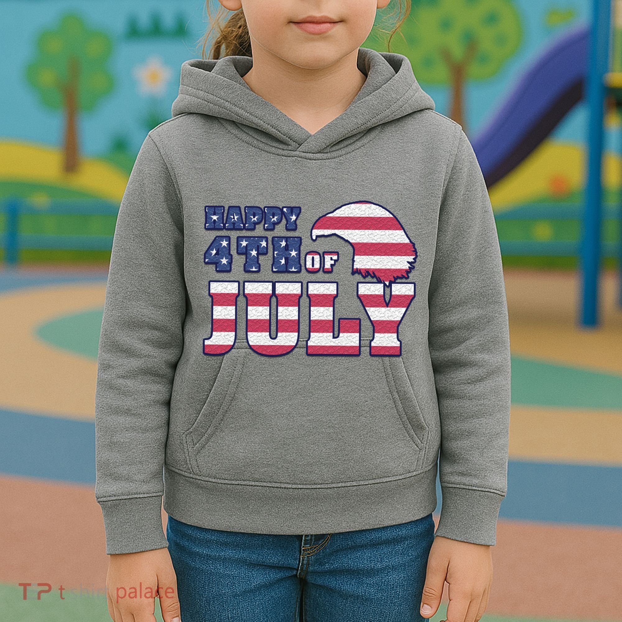 Happy 4th Of July Eagle American Kids Hoodie