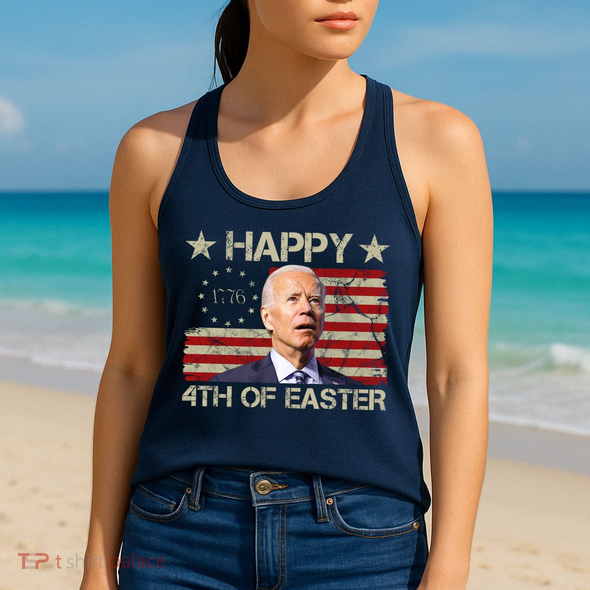 Happy 4th Of Easter Funny Usa Anti Biden Women's Tank Top