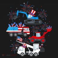 Happy 4th Of July Crane Truck Construction Toddler Boys Women's Hoodie thumb 2