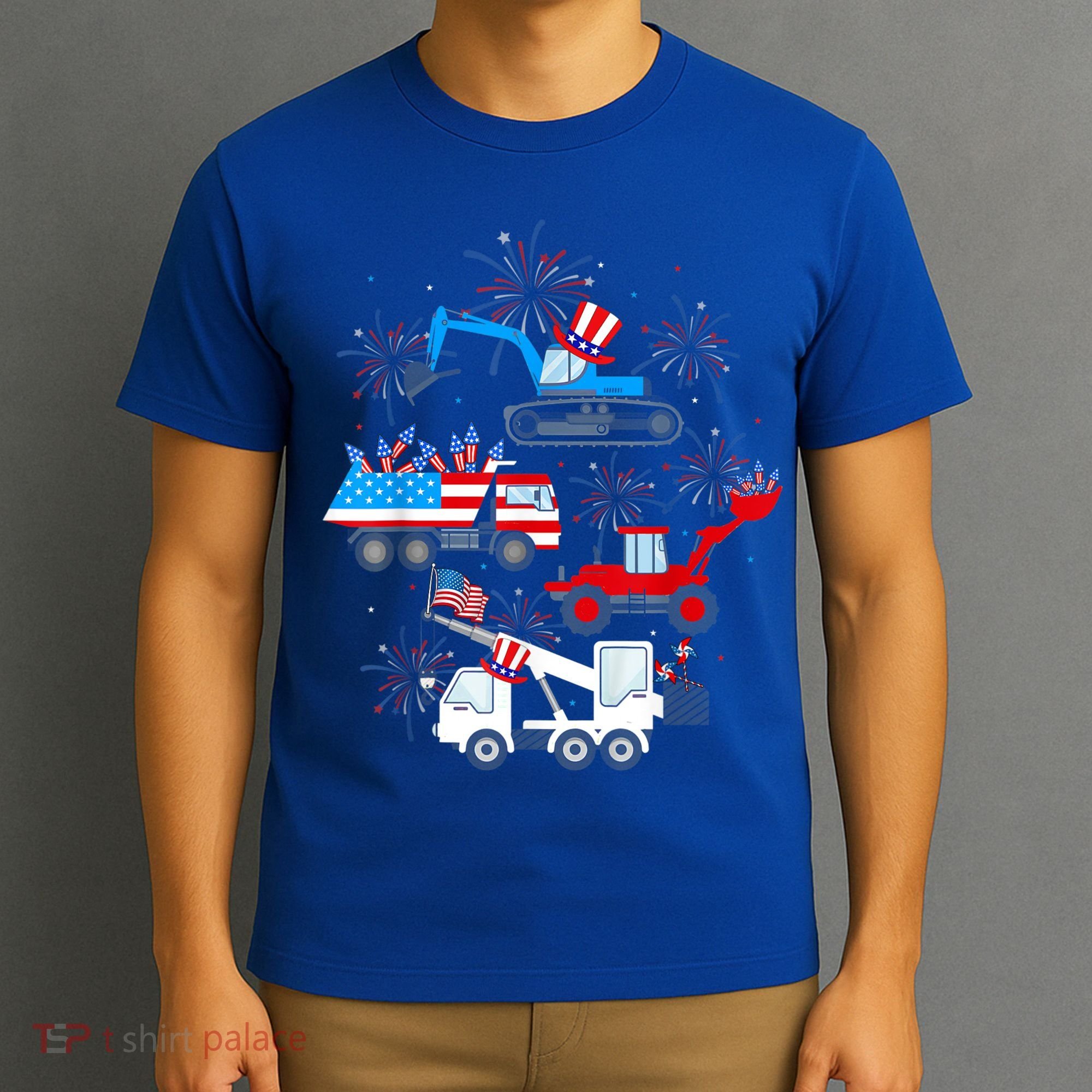 Happy 4th Of July Crane Truck Construction Toddler Boys T-Shirt