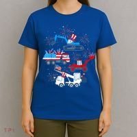 Happy 4th Of July Crane Truck Construction Toddler Boys T-Shirt thumb 4