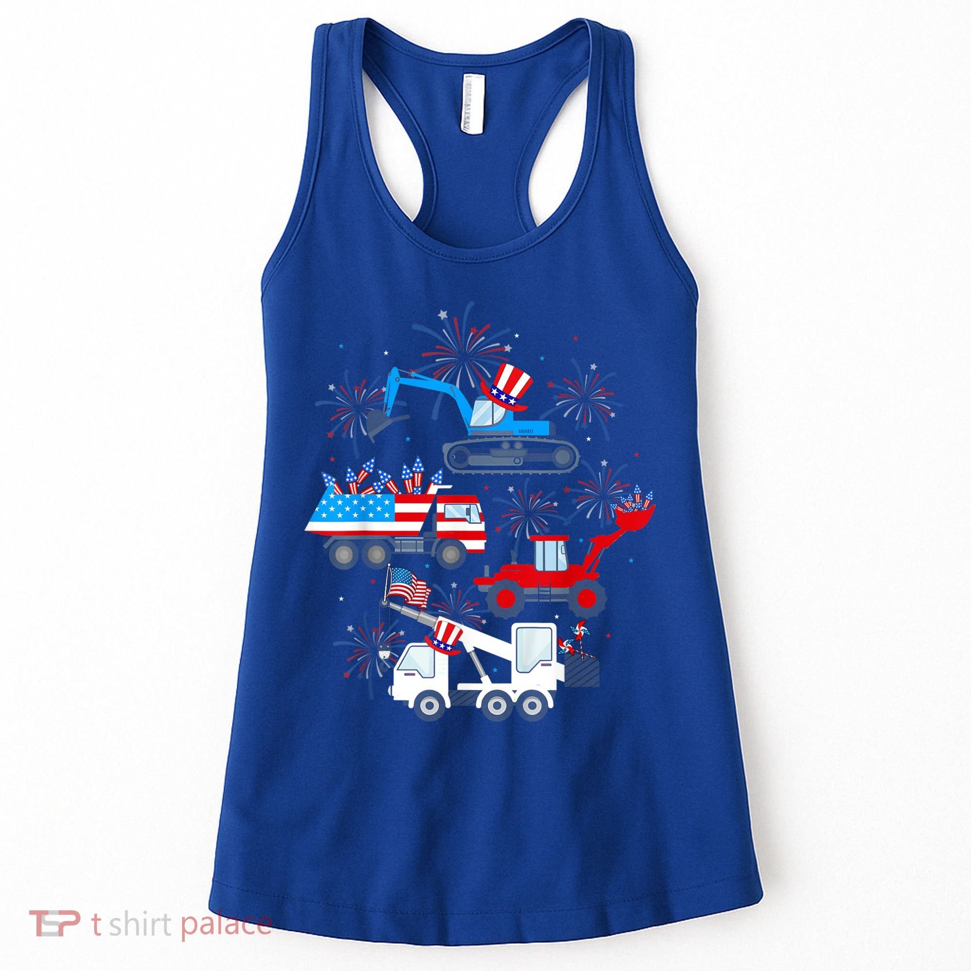 Happy 4th Of July Crane Truck Construction Toddler Boys Women's Tank Top