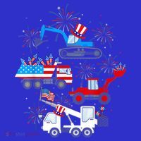 Happy 4th Of July Crane Truck Construction Toddler Boys Women's Tank Top thumb 5