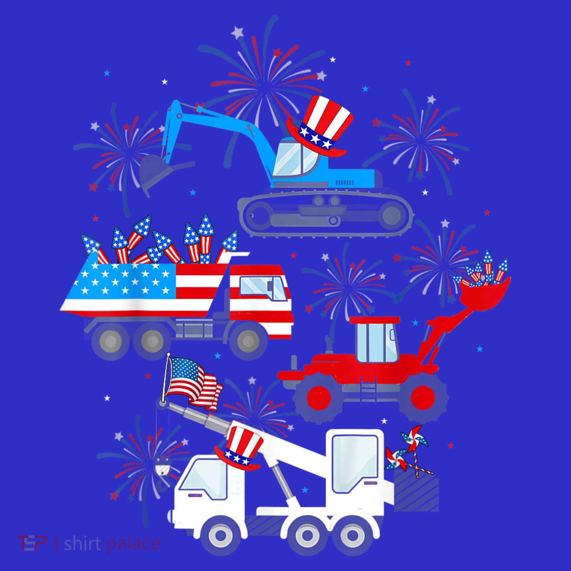 Happy 4th Of July Crane Truck Construction Toddler Boys Women's Tank Top
