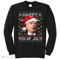 Happy 4th Of July Merry Santa Hat Biden Ugly Christmas Sweatshirt thumb 0