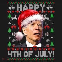 Happy 4th Of July Merry Santa Hat Biden Ugly Christmas Women's Hoodie thumb 2