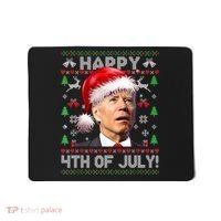 Happy 4th Of July Merry Santa Hat Biden Ugly Christmas Mousepad thumb 0