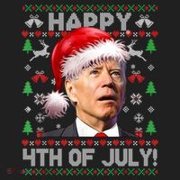 Happy 4th Of July Merry Santa Hat Biden Ugly Christmas Hat thumb 2