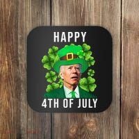 Happy 4th Of July Joe Biden Funny St Patrick's Day Coaster thumb 0