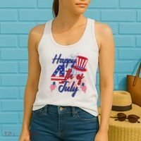Happy 4th Of July Patriotic American Flag USA Women's Tank Top thumb 2