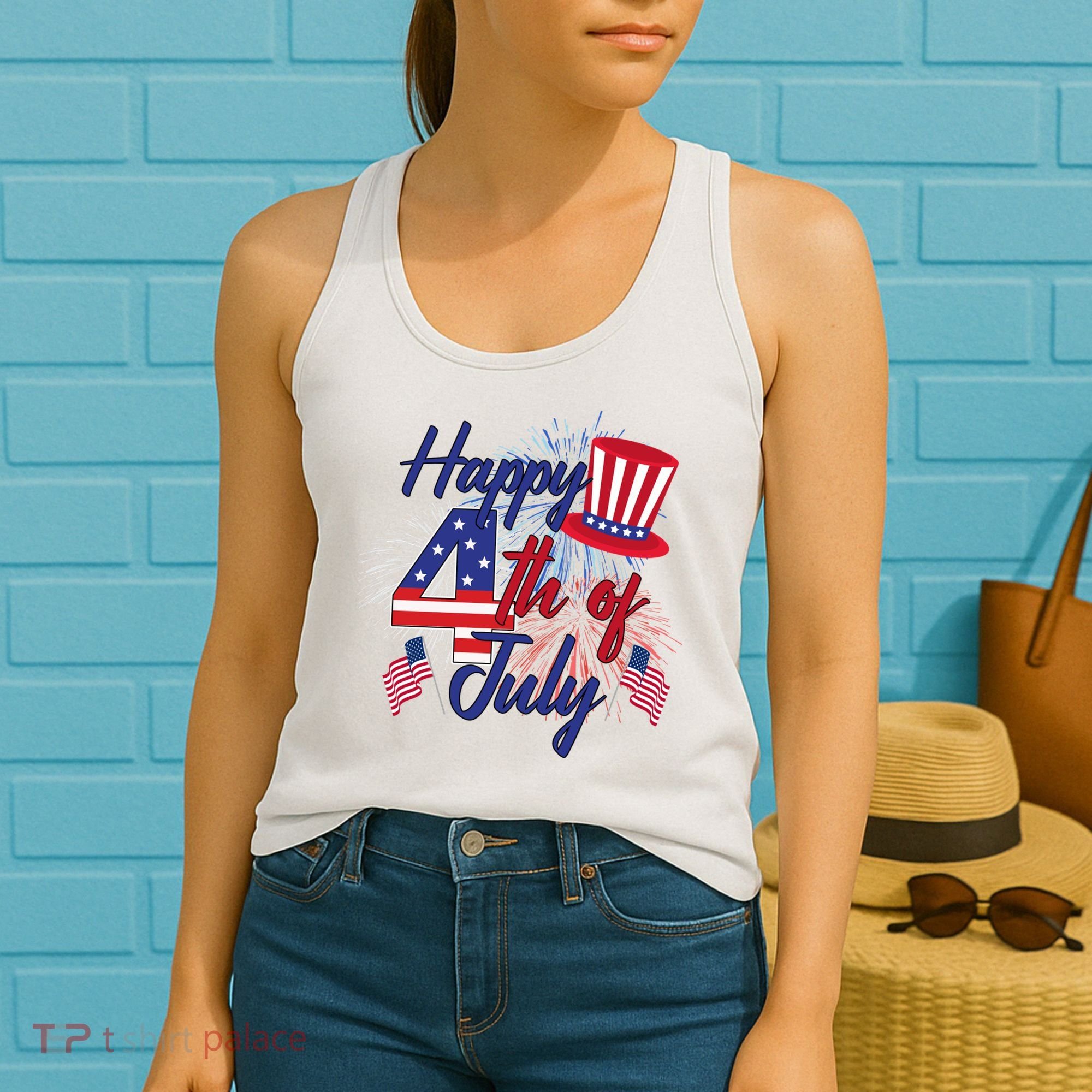 Happy 4th Of July Patriotic American Flag USA Women's Tank Top