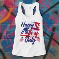 Happy 4th Of July Patriotic American Flag USA Women's Tank Top thumb 3