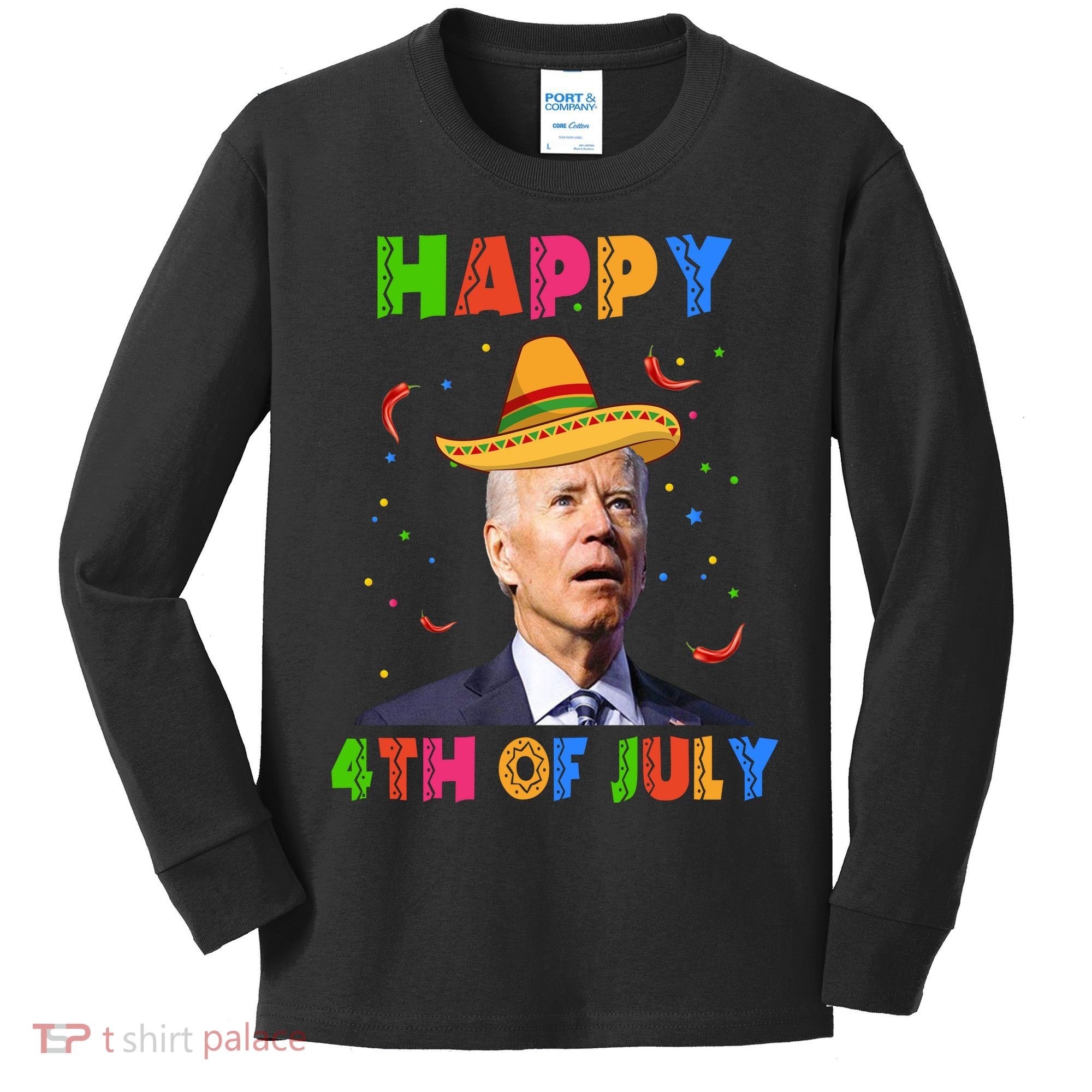 Happy 4th Of July Cinco De Mayo Funny Joe Biden Kids Long Sleeve Shirt