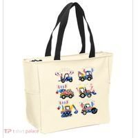 Happy 4th Of July Crane Truck Construction Tote Bag thumb 2