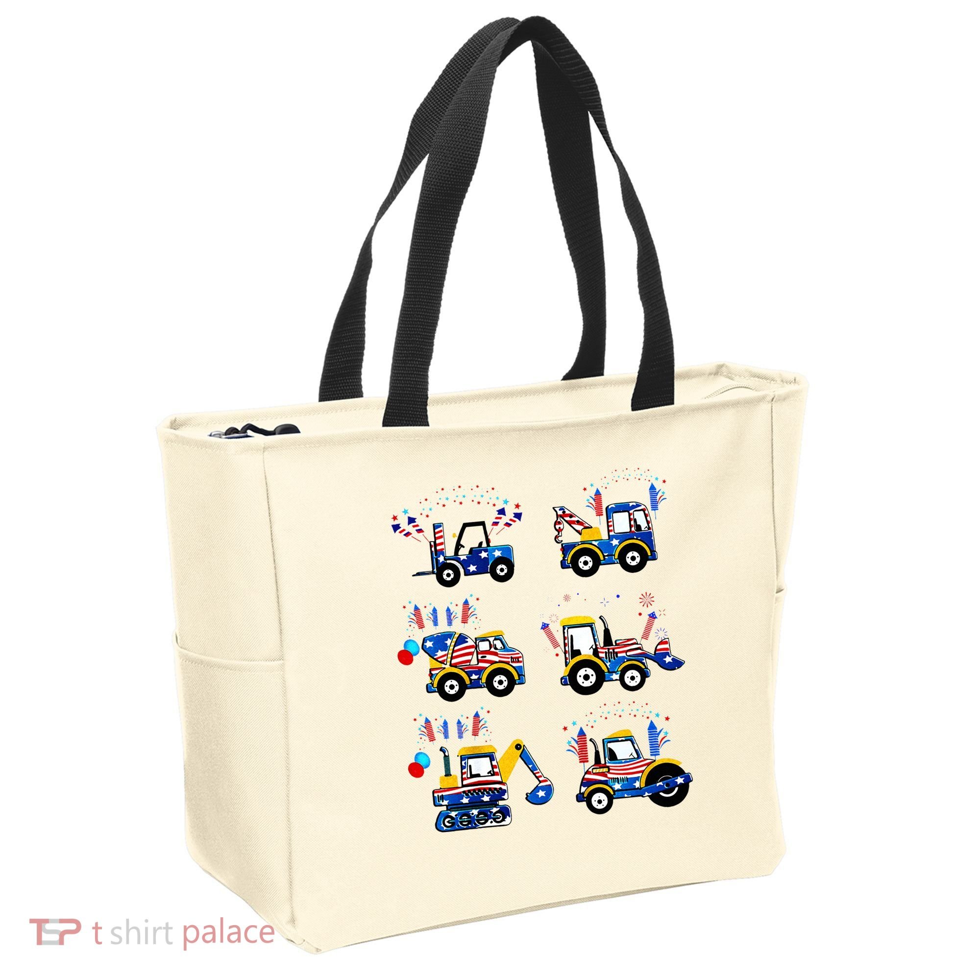 Happy 4th Of July Crane Truck Construction Tote Bag