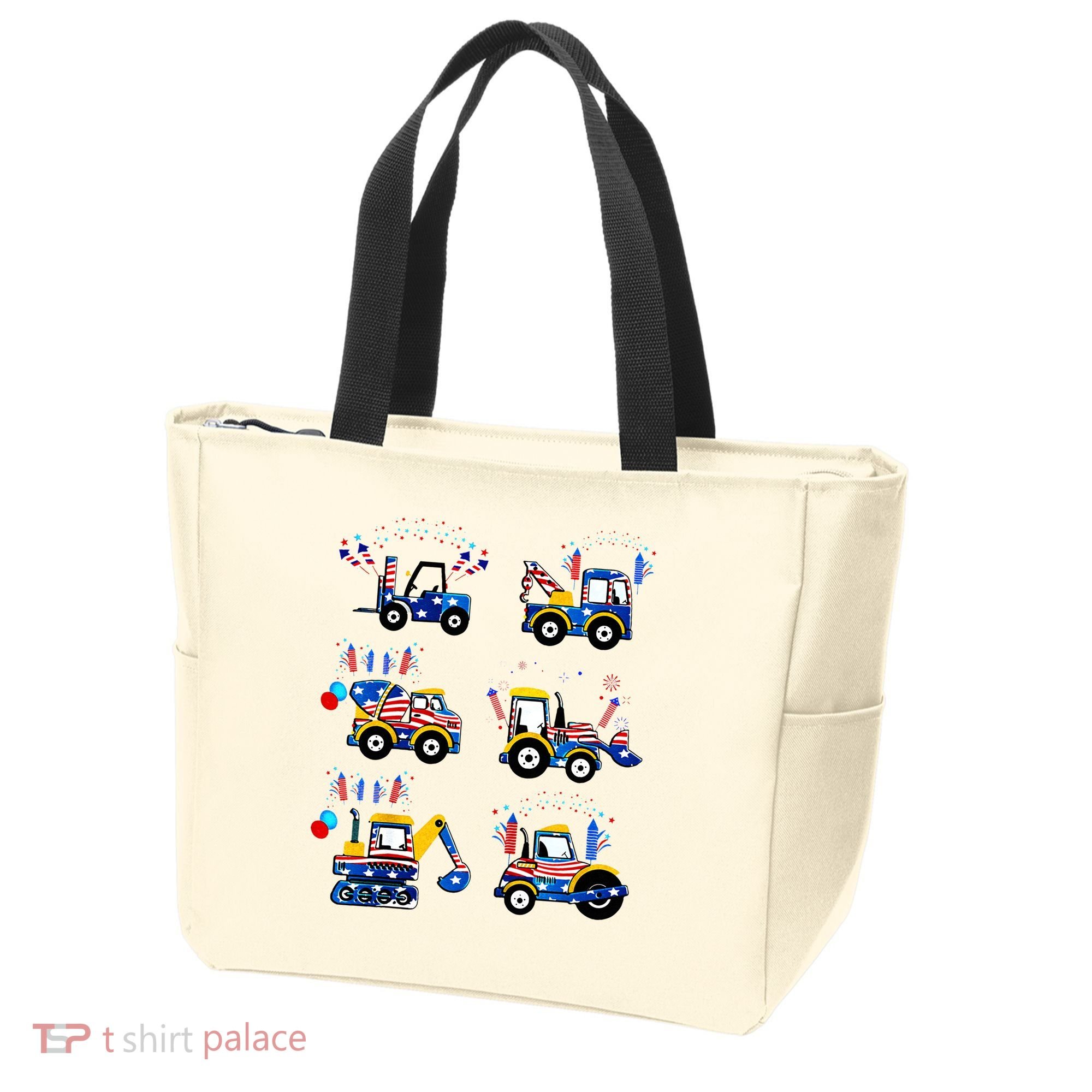 Happy 4th Of July Crane Truck Construction Tote Bag