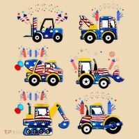 Happy 4th Of July Crane Truck Construction Tote Bag thumb 4