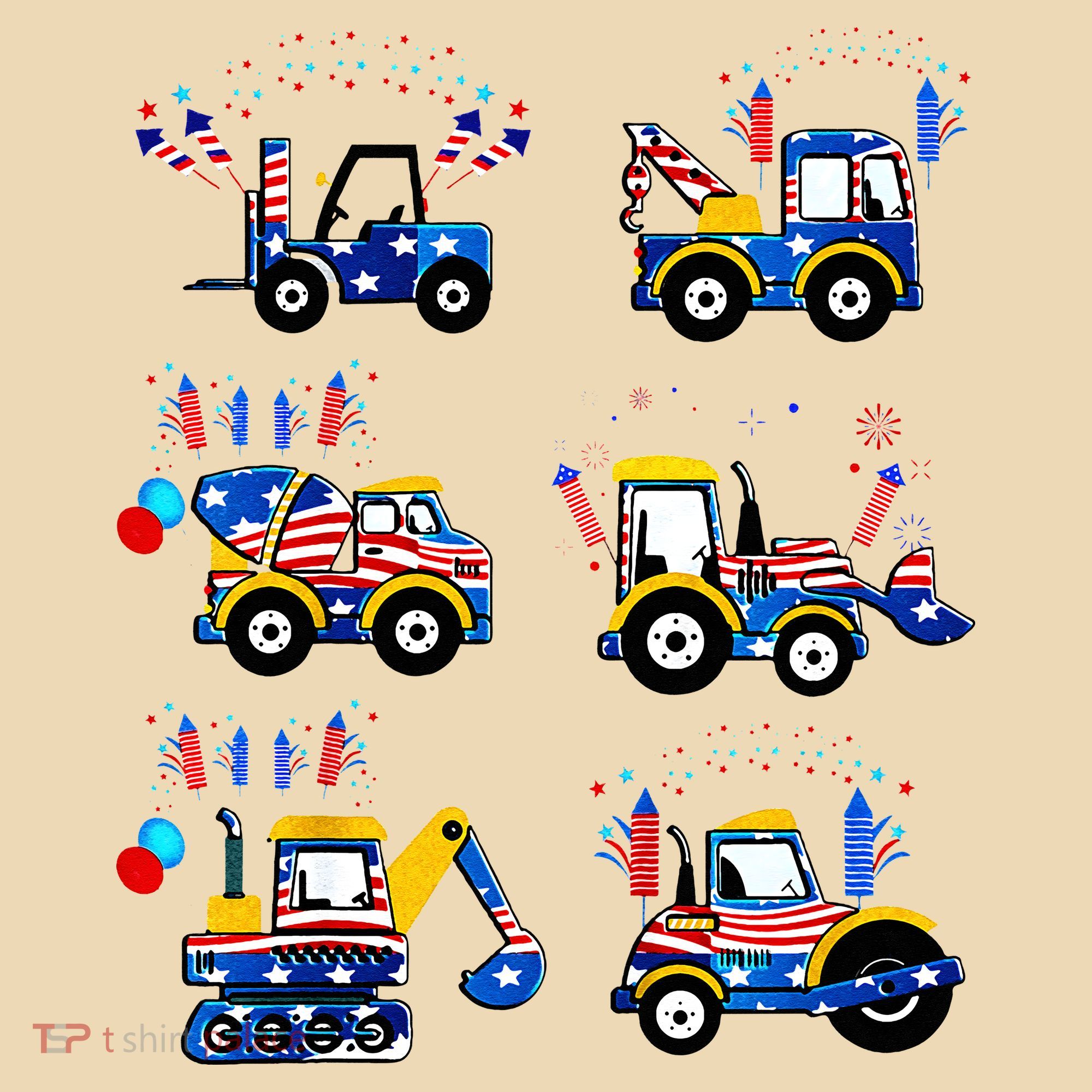 Happy 4th Of July Crane Truck Construction Tote Bag