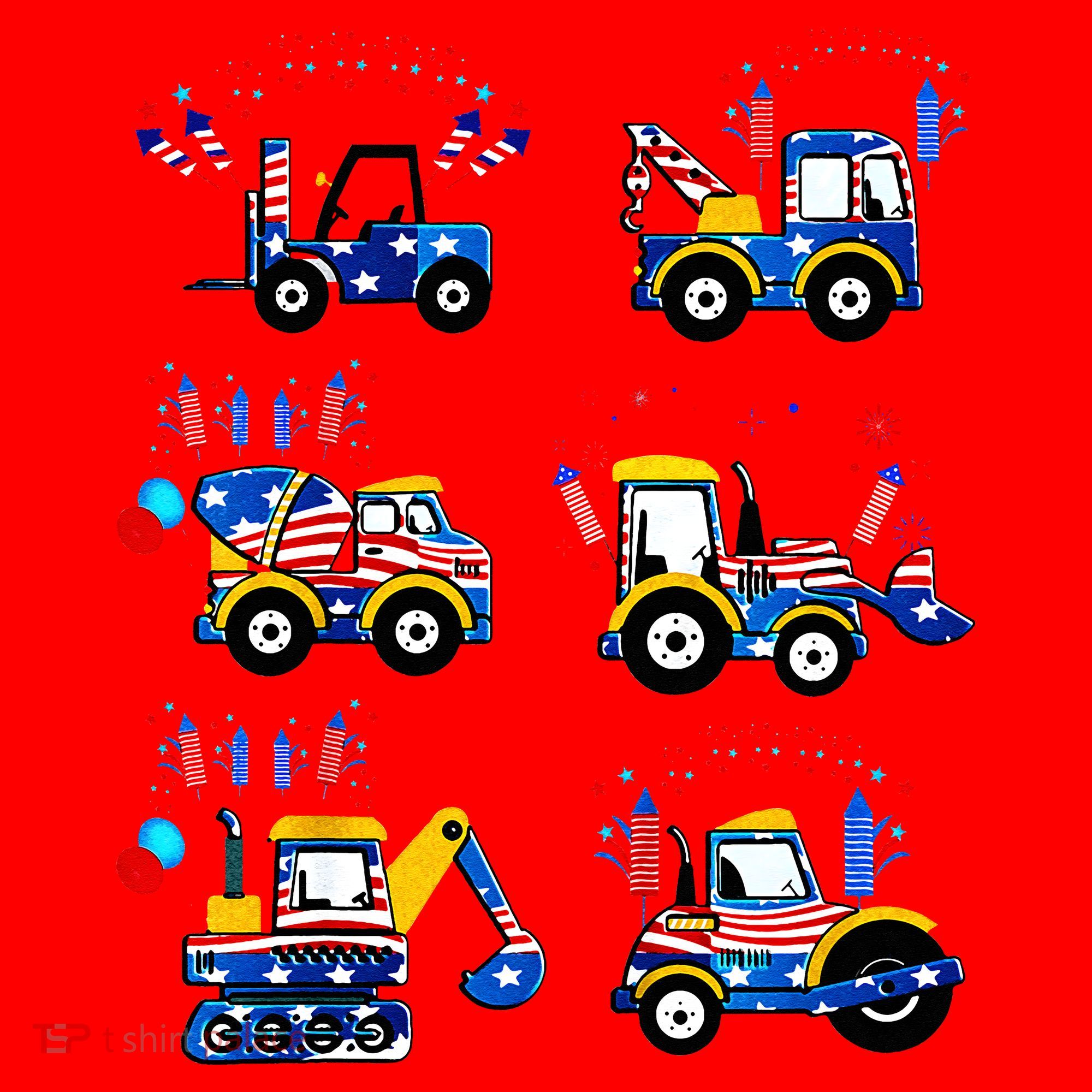 Happy 4th Of July Crane Truck Construction Santa Hat