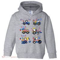 Happy 4th Of July Crane Truck Construction Toddler Hoodie thumb 0