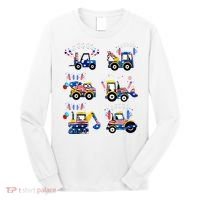 Happy 4th Of July Crane Truck Construction Long Sleeve Shirt thumb 0