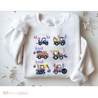 Happy 4th Of July Crane Truck Construction Sweatshirt thumb 2