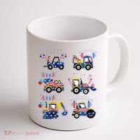 Happy 4th Of July Crane Truck Construction Coffee Mug thumb 1
