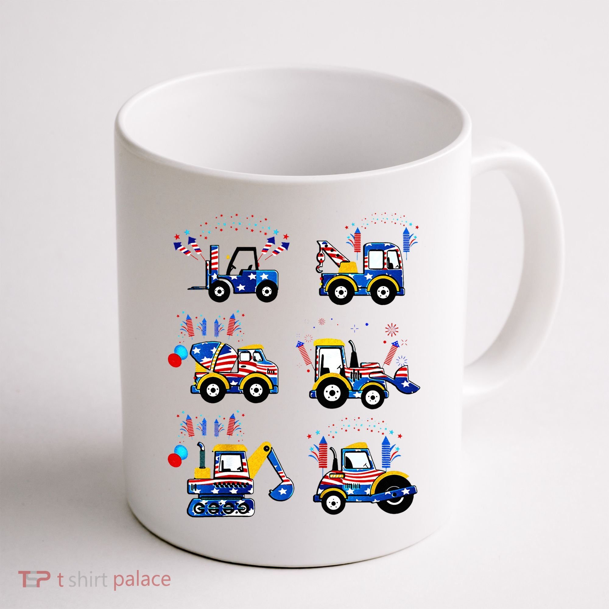 Happy 4th Of July Crane Truck Construction Coffee Mug