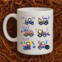 Happy 4th Of July Crane Truck Construction Coffee Mug thumb 2