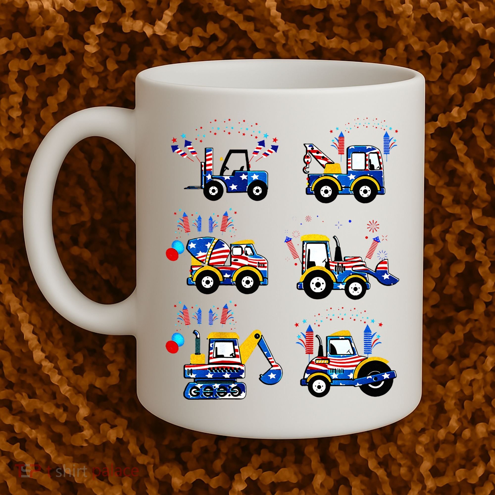Happy 4th Of July Crane Truck Construction Coffee Mug