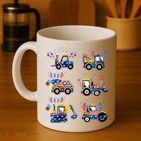 Happy 4th Of July Crane Truck Construction Coffee Mug thumb 4