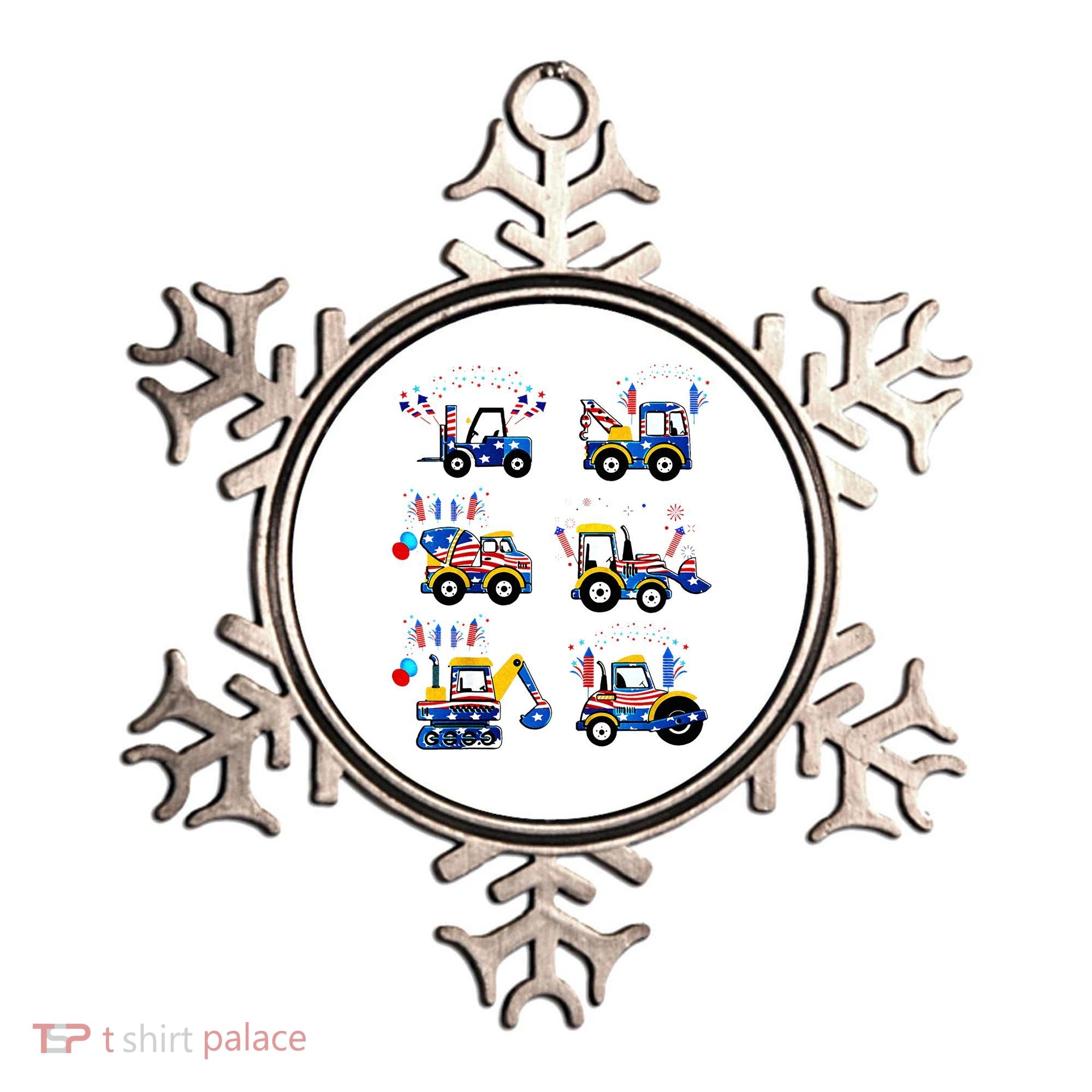 Happy 4th Of July Crane Truck Construction Ornament