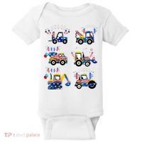 Happy 4th Of July Crane Truck Construction Baby Bodysuit thumb 0
