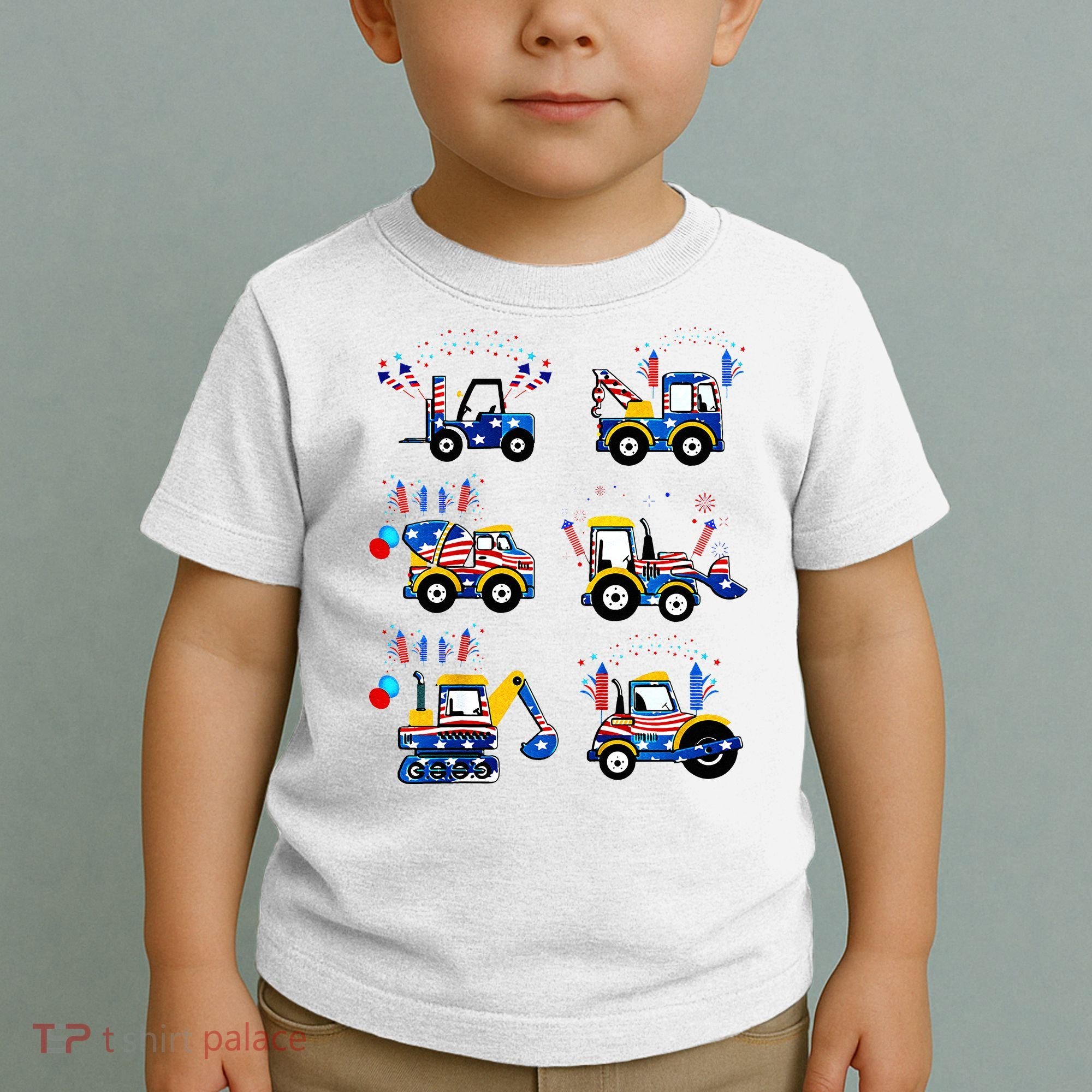Happy 4th Of July Crane Truck Construction Toddler T-Shirt
