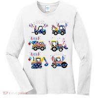 Happy 4th Of July Crane Truck Construction Women's Long Sleeve Shirt thumb 0