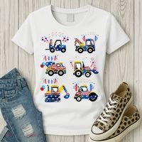 Happy 4th Of July Crane Truck Construction Women's T-Shirt thumb 3